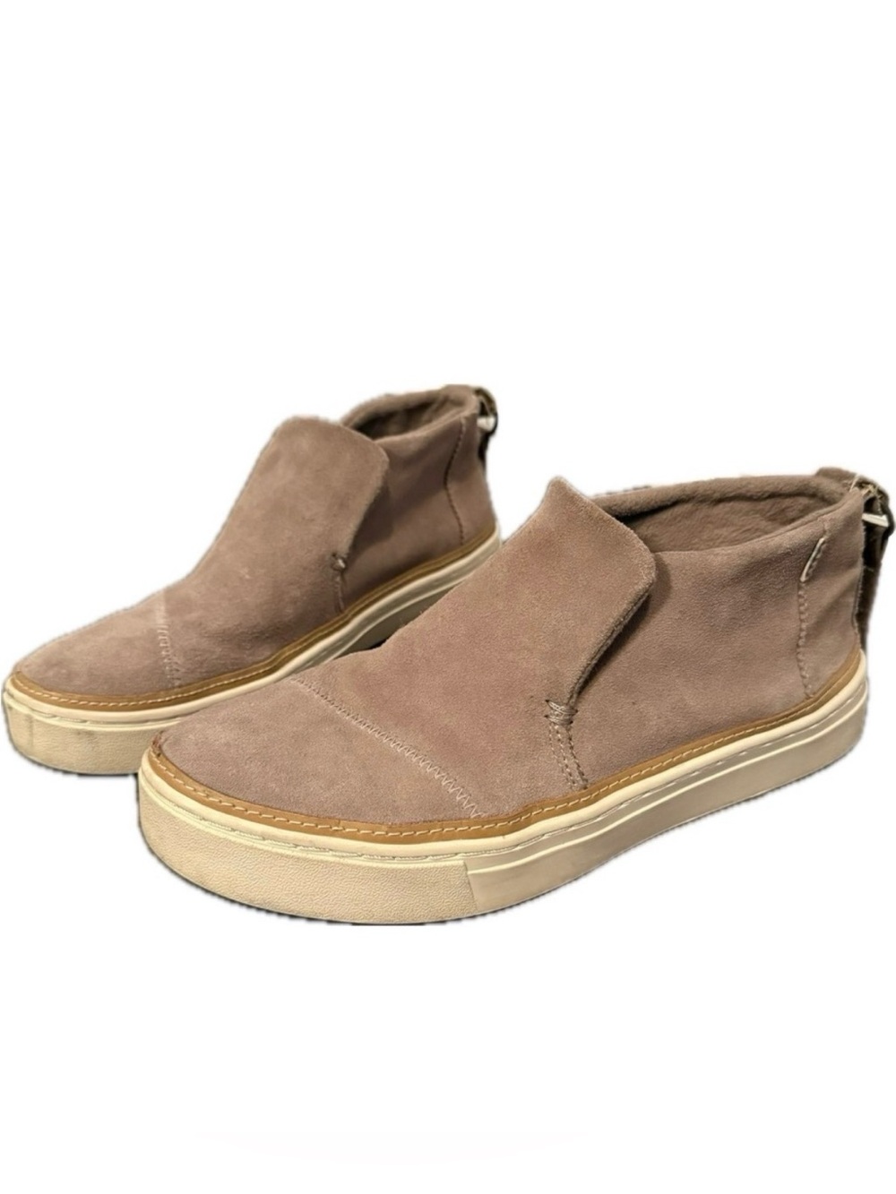 TOMS Paxton Suede Leather Sneaker Bootie Slip On Tan 7.5 Streetwear Fall